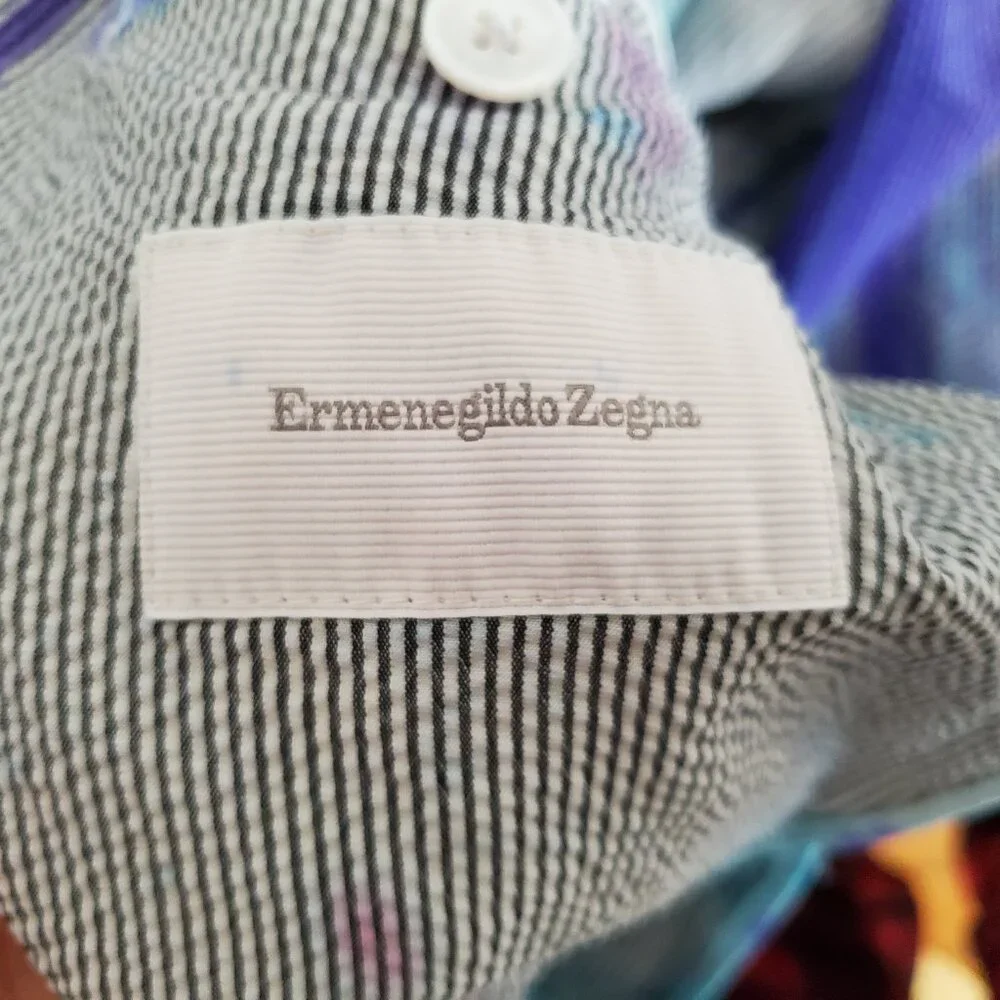 Zegna silk Sport suit Coat Blazer Black red Purple blue gray stripe 52 med large